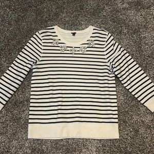 J.Crew Striped sweatshirt with beaded neckline, size m